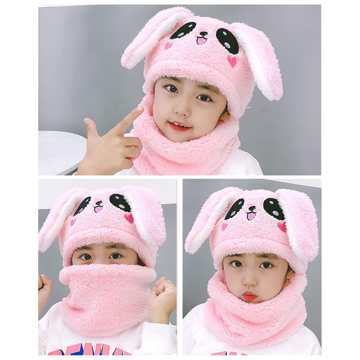 Toddlers Hat Winter Thermal Girls Neck Warmer Cap Pink