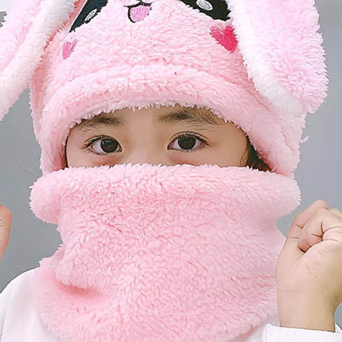 Toddlers Hat Winter Thermal Girls Neck Warmer Cap Pink