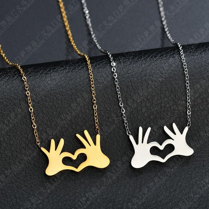 Korean Korean Girl NeckHeart Shaped Palm Necklace