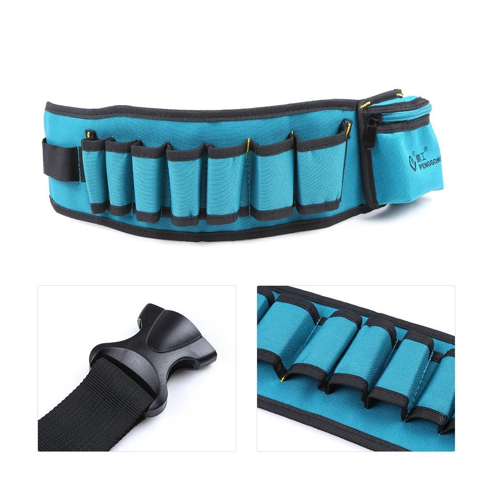 PENGGONG Multi-functional Waist Tool Bag Pockets Pouch Organizer Oxford Canvas Chisel Repairing Tool Pockets with Belt Wearable & Waterproof for Carpenter Hammer Electrician Repair Tools