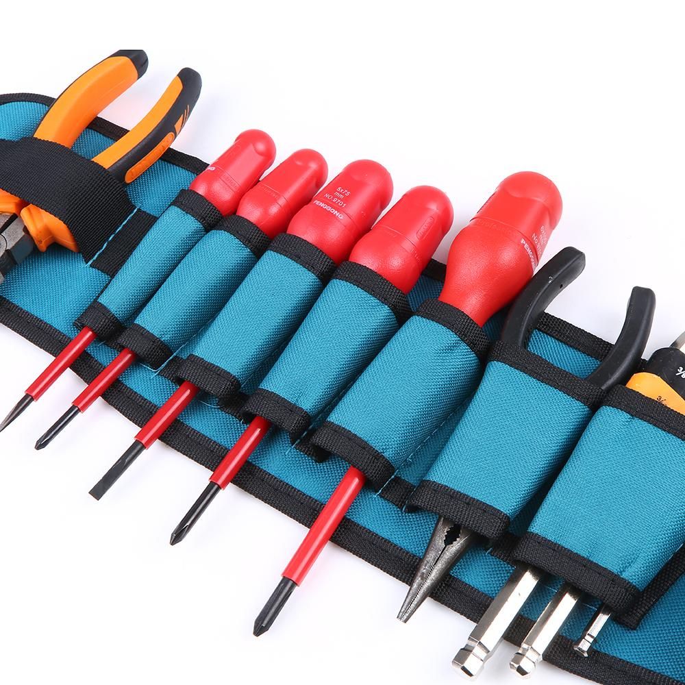 PENGGONG Multi-functional Waist Tool Bag Pockets Pouch Organizer Oxford Canvas Chisel Repairing Tool Pockets with Belt Wearable & Waterproof for Carpenter Hammer Electrician Repair Tools