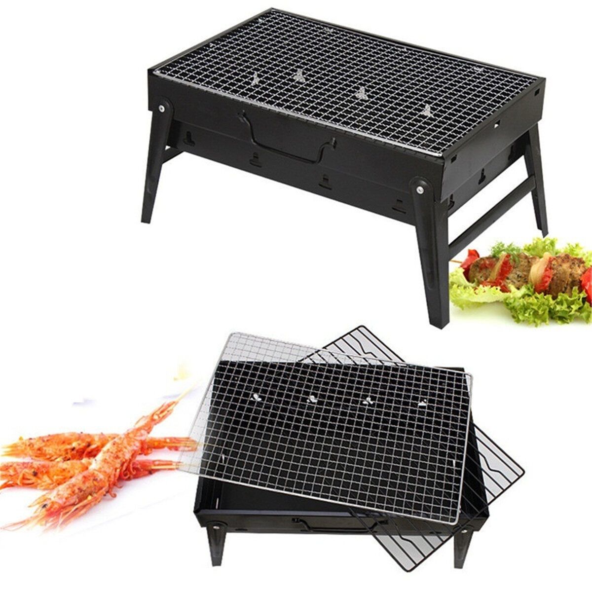 Folding Iron BBQ Grill Charcoal Barbecue Outdoor Household Camping Party Picnic