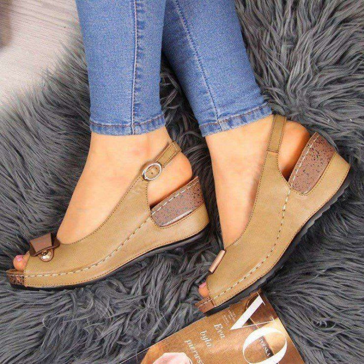 Summer Women's Shoes New Fish Mouth Sandals Buckle Wedge Women's Sandals Fashion Casual Women's Shoes