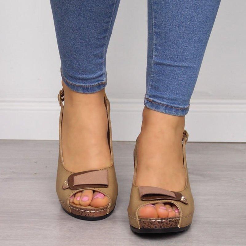 Summer Women's Shoes New Fish Mouth Sandals Buckle Wedge Women's Sandals Fashion Casual Women's Shoes