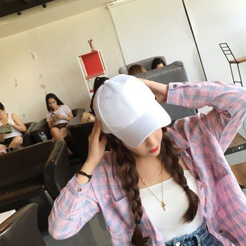 1pcswomen Blank Baseball Tennis Cap Plain Snap Bac