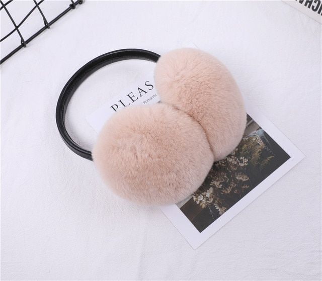 Rex Rabbit Fur Hang Ear Cover Warm Winter Earmuffs Headwear