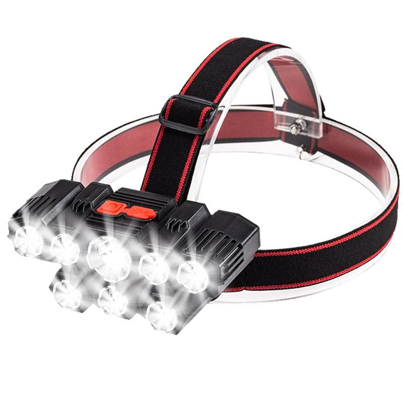 Rechargeable 8 LED Headlamp Super Bright Outdoor Flashlight