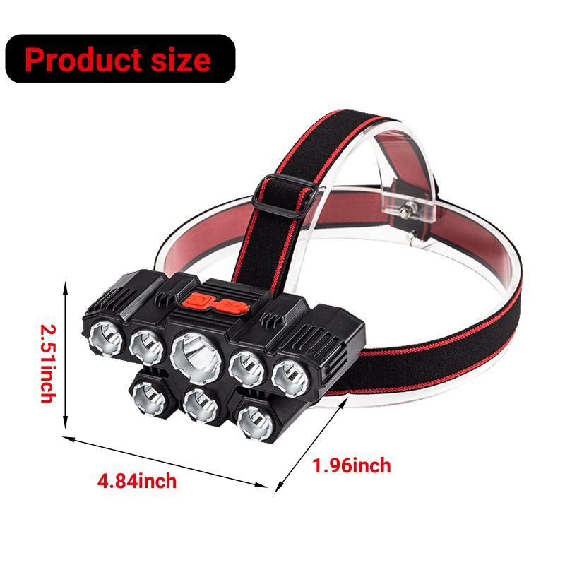 Rechargeable 8 LED Headlamp Super Bright Outdoor Flashlight