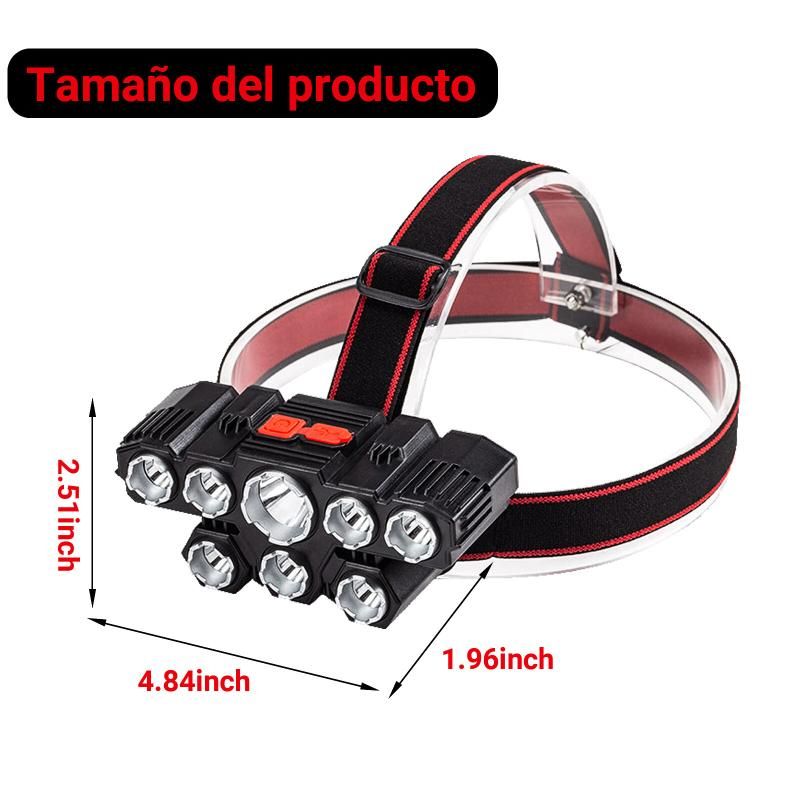 Rechargeable 8 LED Headlamp Super Bright Outdoor Flashlight