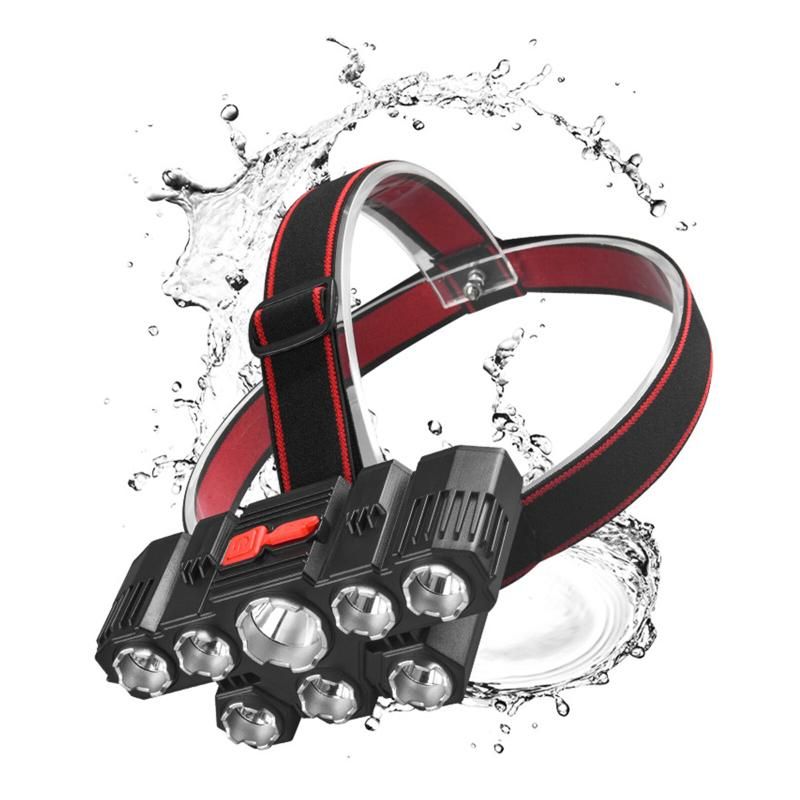 Rechargeable 8 LED Headlamp Super Bright Outdoor Flashlight