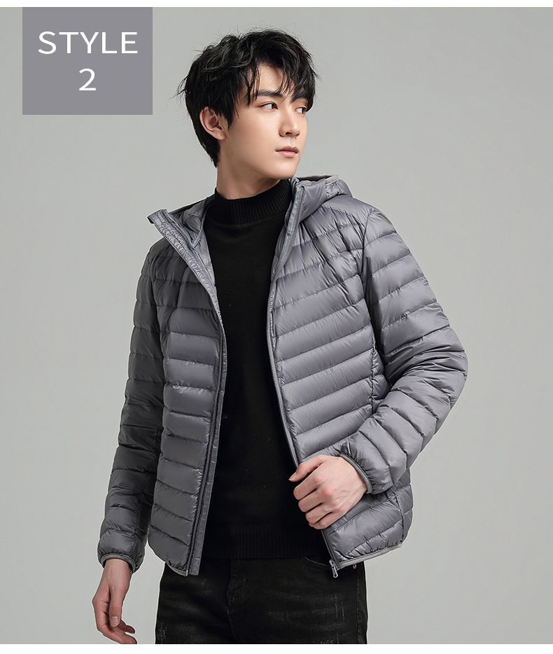 Hooded Down Jacket Ultralight Camping Trekking Hiking Waterproof - Grey