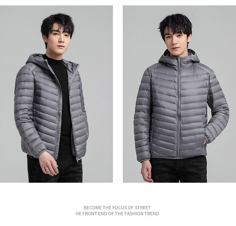 Hooded Down Jacket Ultralight Camping Trekking Hiking Waterproof - Grey