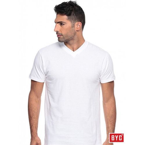 High Quality White V Neck T- Shirt For Men - White