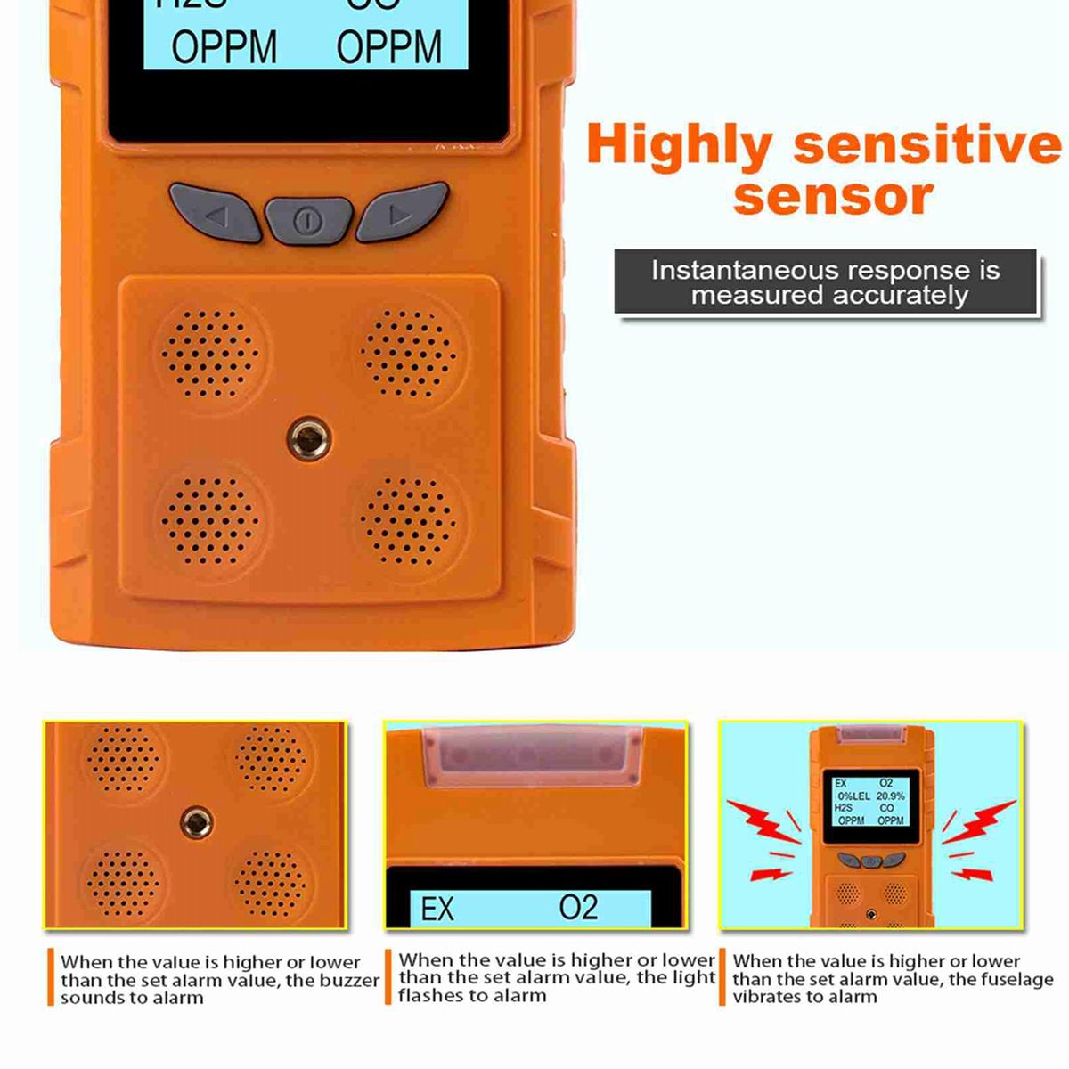PLT850 4 In 1 Portable Gas Leak Detector Smart Sensor Home USB LCD Display EX H2S CO O2 Outdoor Indoor Air Quality Analyzer
