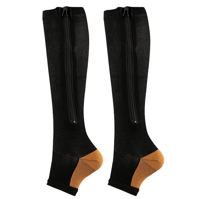 Women's Compression Socks Open Toe Calf Zipper Premium Nylon Comfortable to Wear