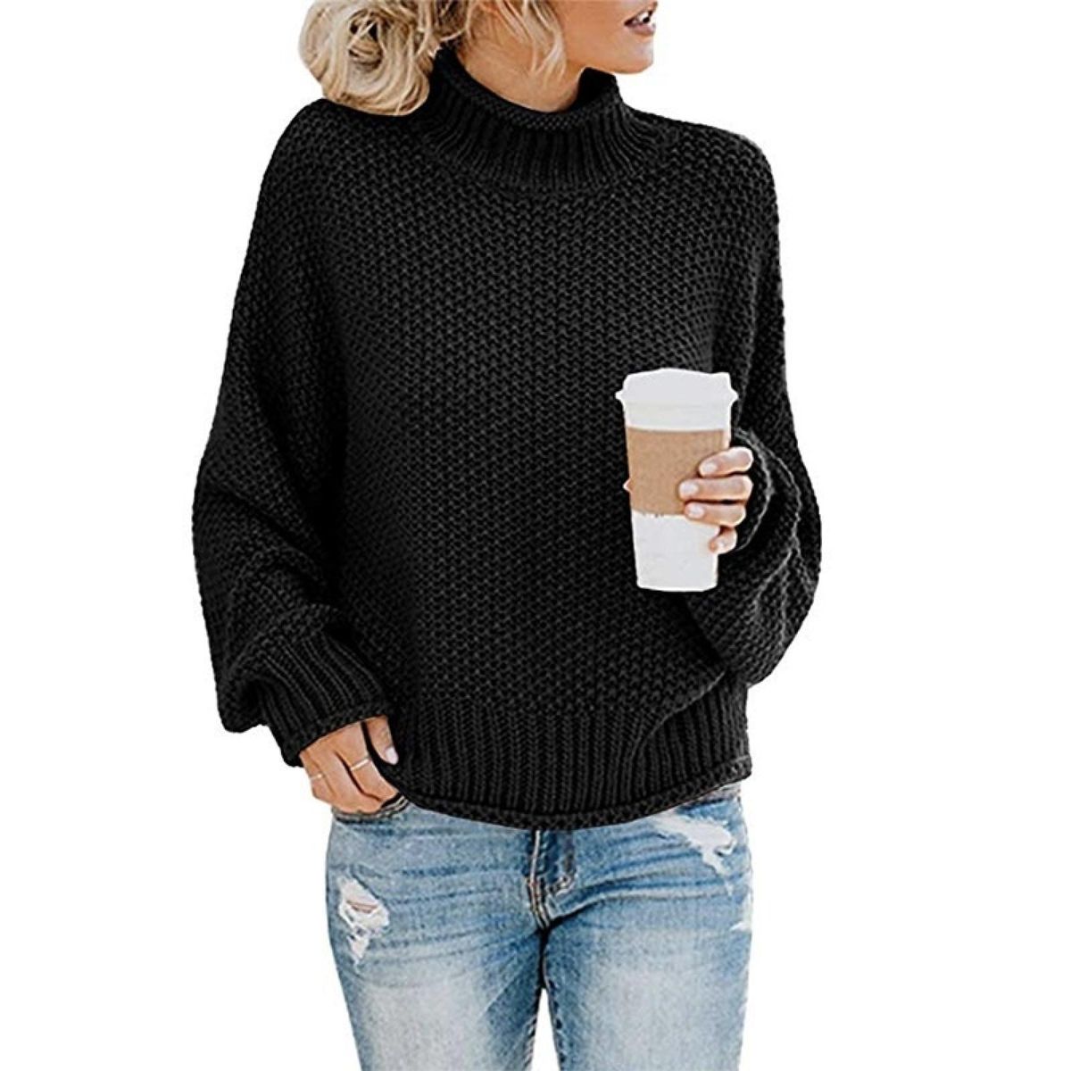 Thick Thread Turtleneck Knit Sweater