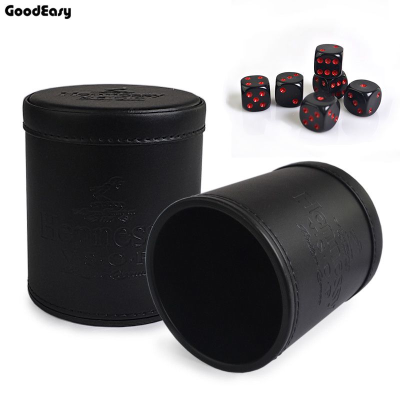 Hennessy Dice Cup Plastic With 6pcs Dices Polyhedral Dice Cup Drinking Board Game Dice Box Game