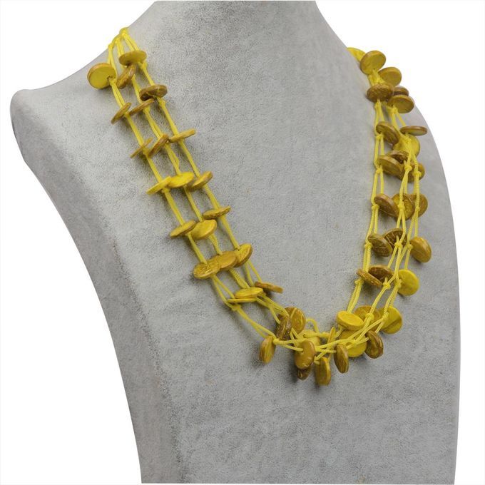 Long Beads Pendant Necklace Colorful Women Necklace With Tassel Yellow