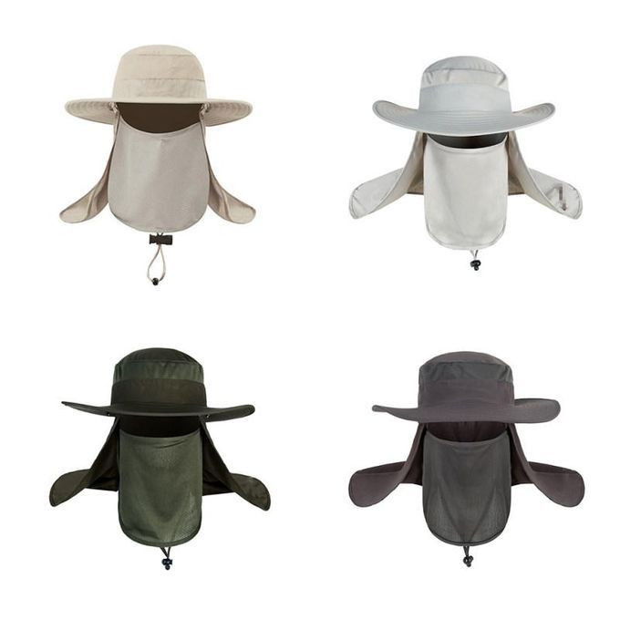 Outdoor Sun Protection Neck Face Cover Flap Cap Wide Brim-