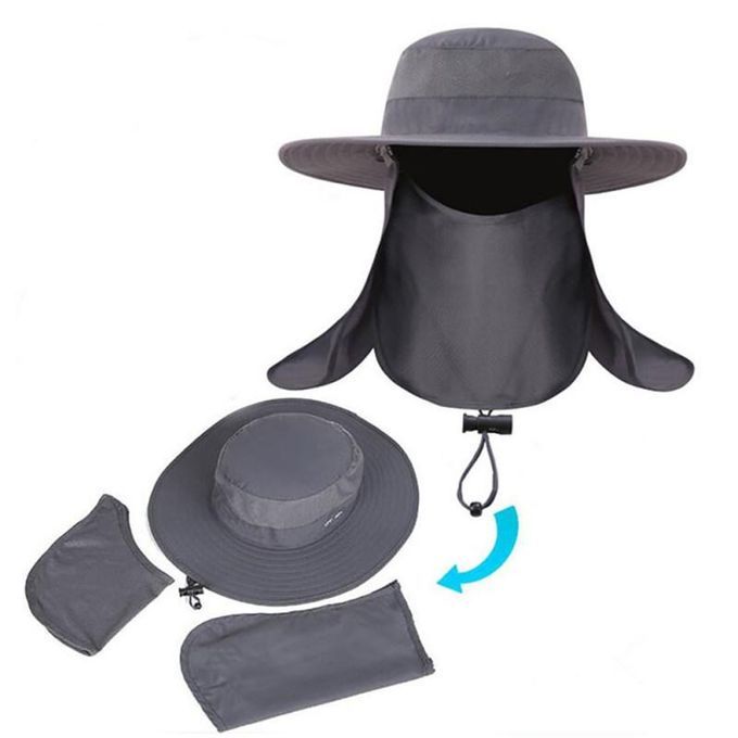 Outdoor Sun Protection Neck Face Cover Flap Cap Wide Brim-