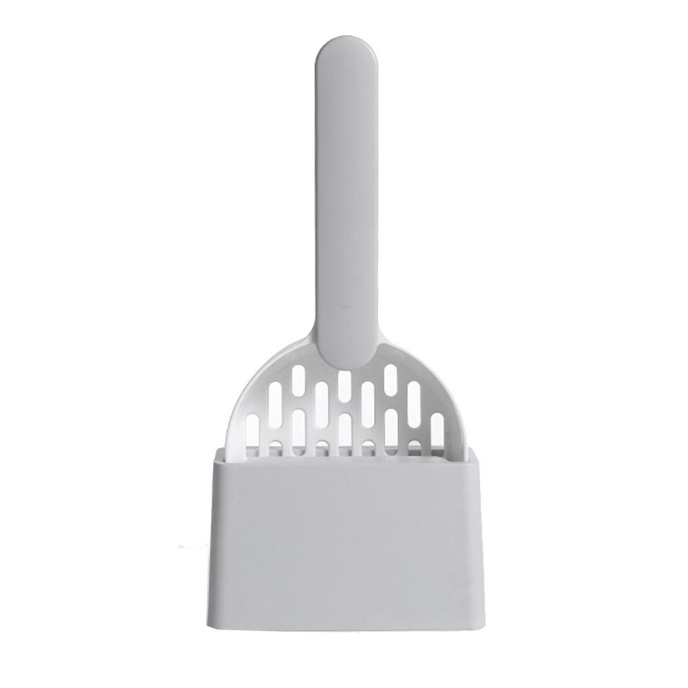 Cat Litter Shovel Plastic Cats Poop Scoop with Base Pet Cleanning Tool Cat Toilet Litter Box Cleaner Shovel Grey