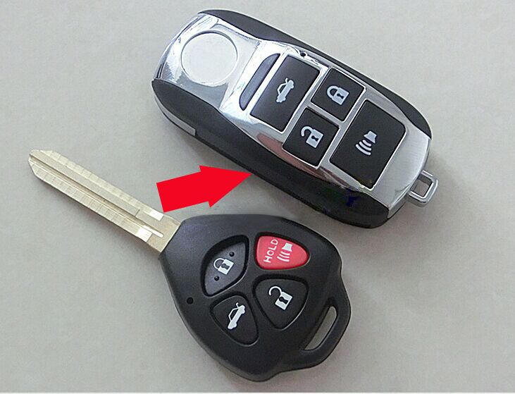 New Style ! 4 Ons Modified Folding Flip Remote Key Shell Case For Toyota Camry Avalon Corolla RAV4 Venza Yaris Fob Key Cover