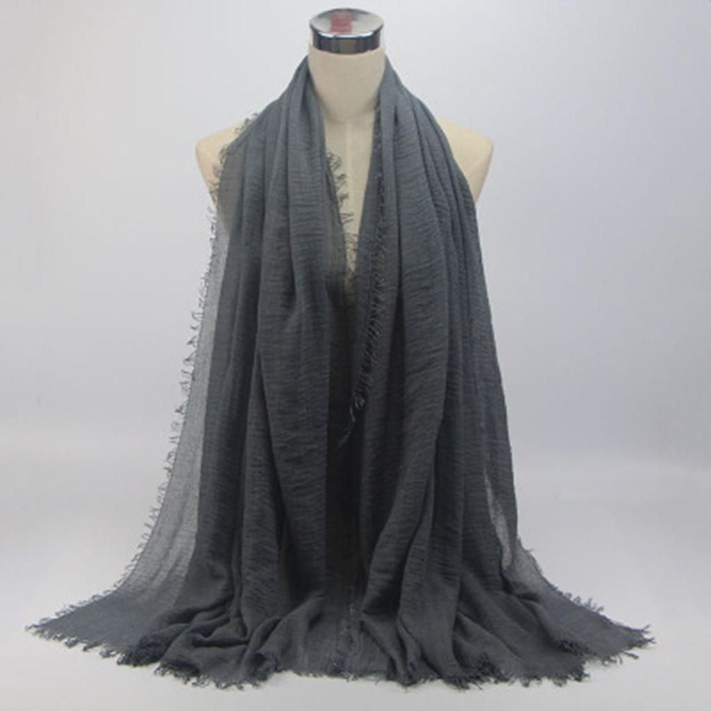 Soft Long Scarf Plain Hijab Shawl Muslim  Turban Head Scarf Neck Gray
