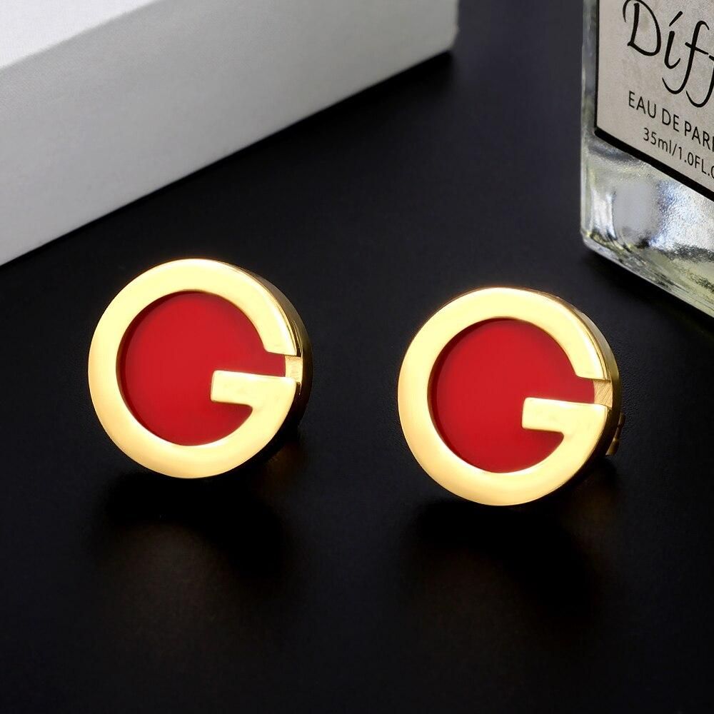 MSX Famous Brand Earrings Luxury Golden Letter G Round Earrings Cute Bohemian Gold Color Stainless Steel Stud Earrings For Women