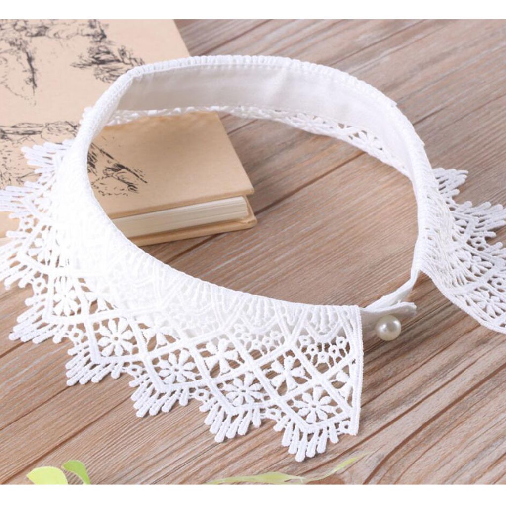 Womens Lace  Collar Detachable Half Shirt Blouse False White