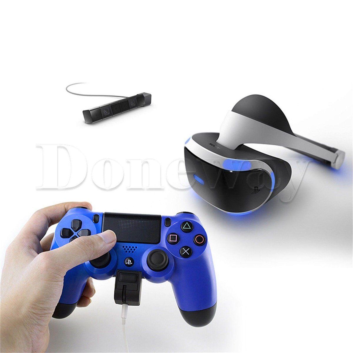 3.5mm Black Headset Headphone Mic Controller Adapter For Gaming PS4 PlayStation