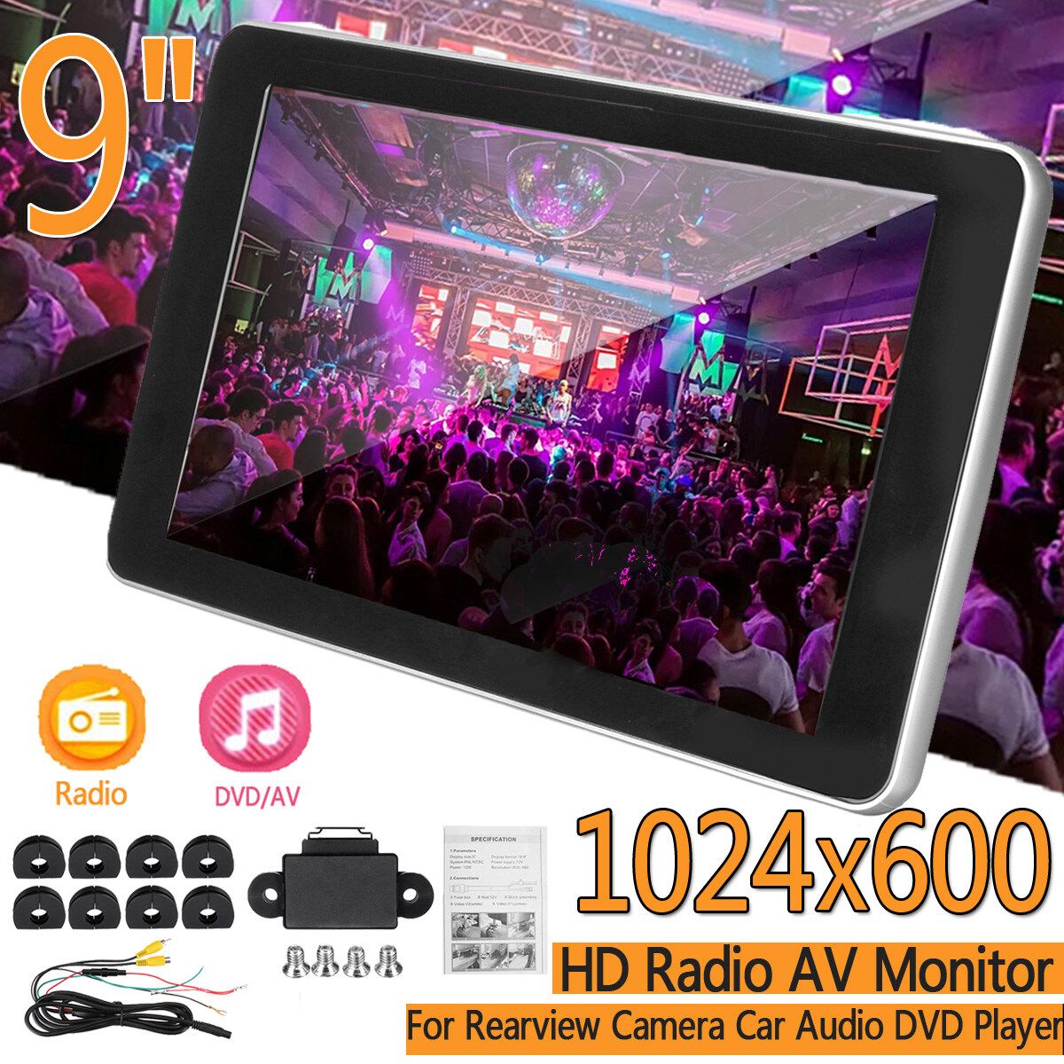 High Definition 9-inch Vehicle Headrest Display Vehicle General External Headrest 3-screen Simultaneous Display 918AV