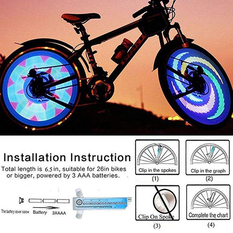 16 LED Bike Light Motorcycle Cycling Bicycle Bike Wheel Signal Tire Spoke Light Multicolor Changes Bike Accessories