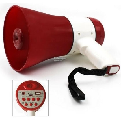 Portable Rechargeable Megaphone Speaker With Usb - Red