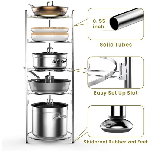 5 Tier Stainless Steel Storage Pot Rack