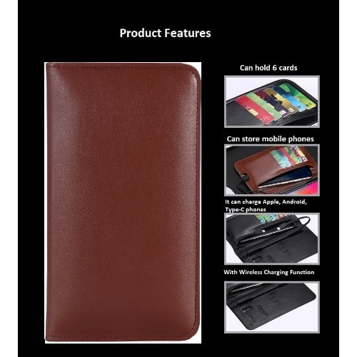 Wallet With Power Bank - Brown