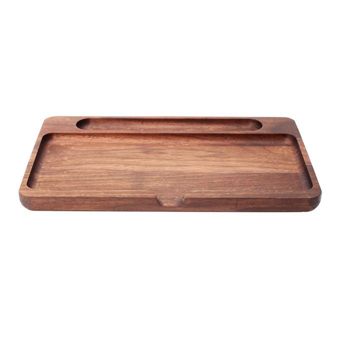 Wood Rolling Tray Walnut Wood 24x14cm Durable With Slots For