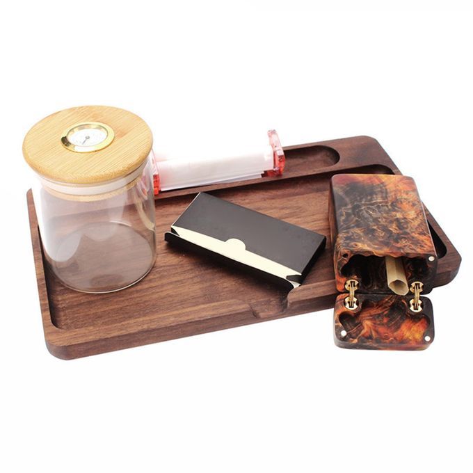Wood Rolling Tray Durable Walnut Wood Tobacco Tray For Tobacco Herb
