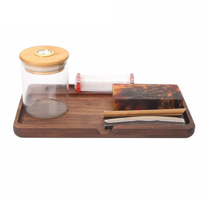 Wood Rolling Tray Durable Walnut Wood Tobacco Tray For Tobacco Herb