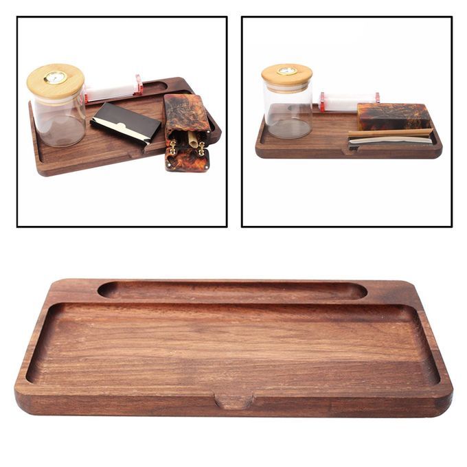 Wood Rolling Tray Durable Walnut Wood Tobacco Tray For Tobacco Herb