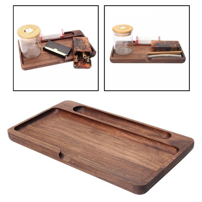 Wood Rolling Tray Durable Walnut Wood Tobacco Tray For Tobacco Herb