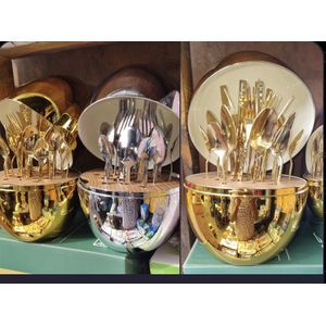 24pcs Oval Shape Cutlery Spoon Fork And Knife Set