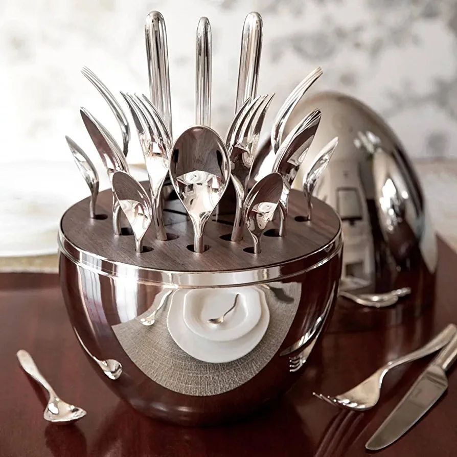 24pcs Oval Shape Cutlery Spoon Fork And Knife Set