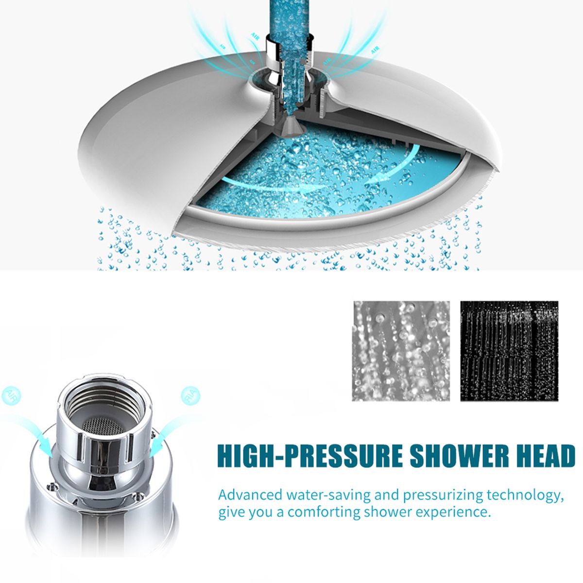 9 Inch Round Rain Showerhead G1/2 High Pressure Shower Head