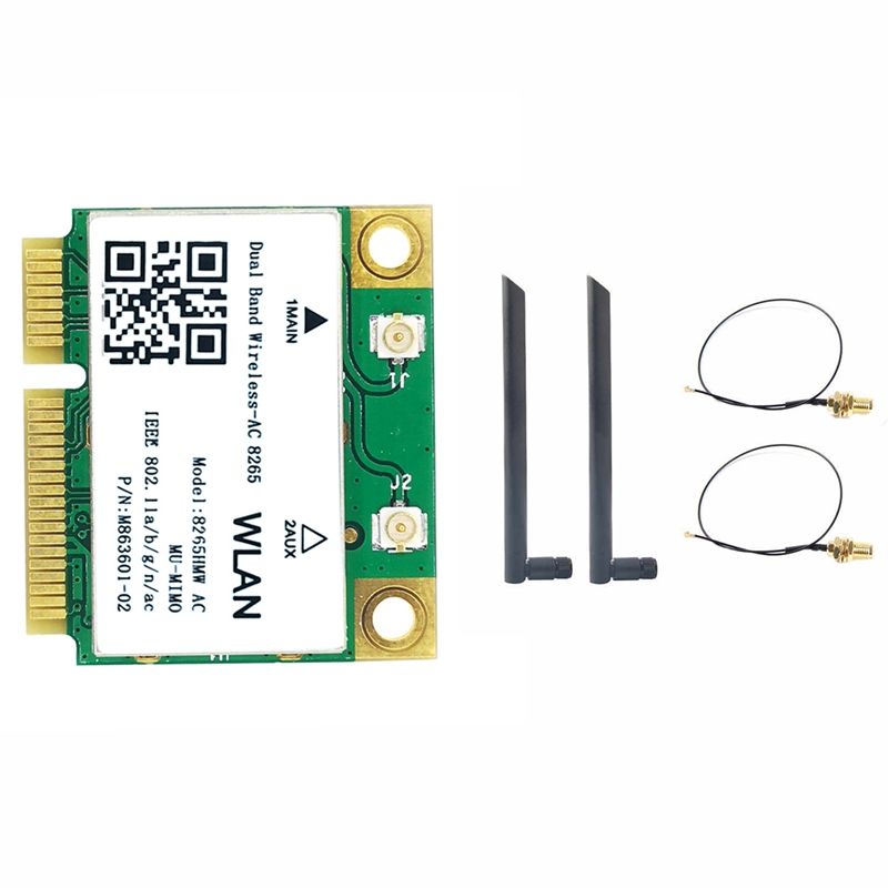 8265 AC WiFi Card 8DB Antenna 1200M 2.4 5G Mini PCIE
