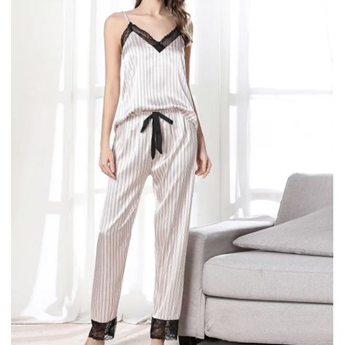 Women's 3Piece Sexy Girls Sleepwear Striped Loungewear Nightwear