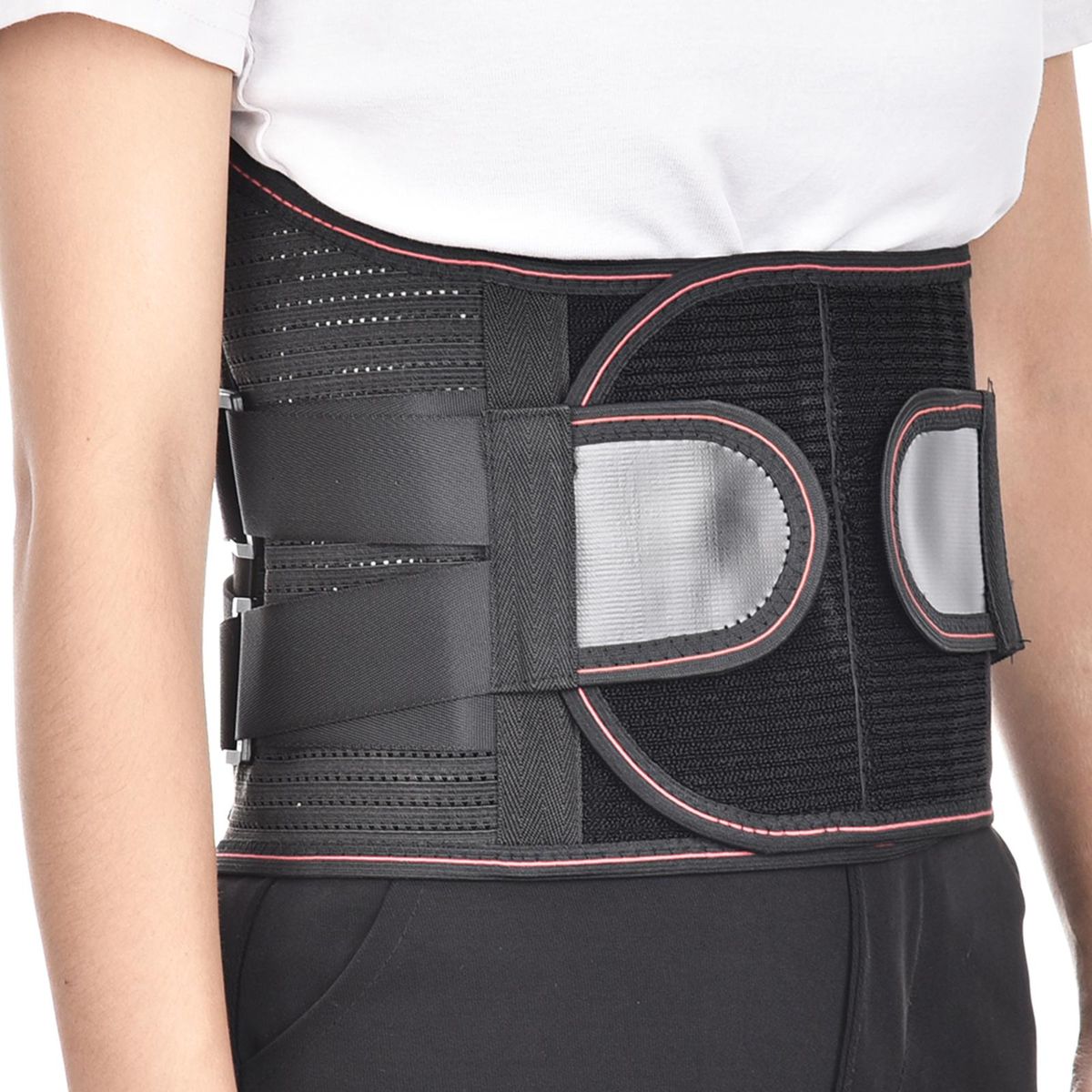 Lumbar Support Belt Lumbosacral Back Brace Adjustable Breathable Waist Support Belt Self-heating Therapy with 3pcs Replaceable Pad for Men Women Relief Back Pain Sciatica Herniated Disc Scoliosis