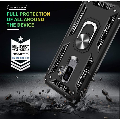 Protective Phone Case With Magnetic Kickstand Ring For Samsung S9 Plus - Black