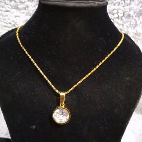 Chain Necklace With Stone Pendant