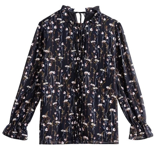 Floral Print Blouse- Black