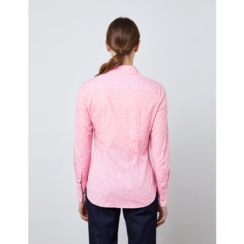 Women's Dobby Spots Fitted Shirt - Light Pink & White